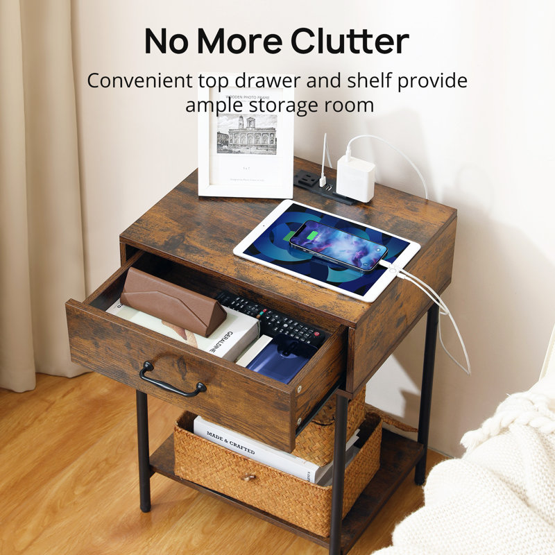 16.93'' W Nightstand, Rustic Brown