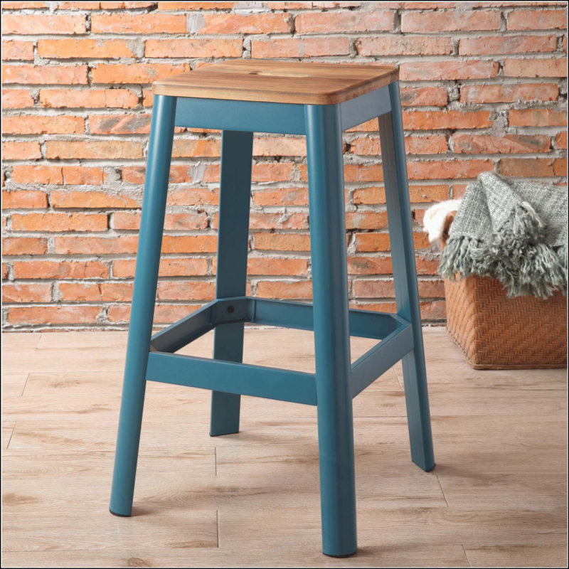 Tabouret de bar sans accoudoirs avec support à barre transversale, charme rustique pour la cuisine et les bars