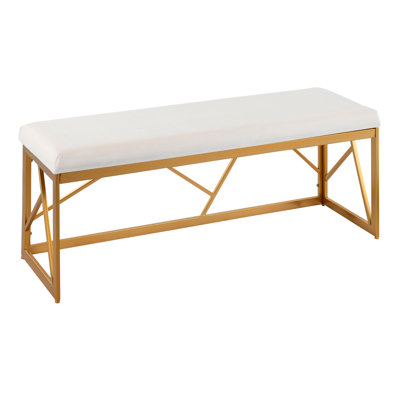Banc en métal Glam en acier et velours