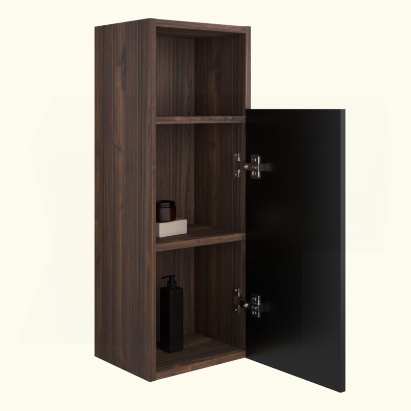 Armoire de rangement murale noire et noyer flottante, armoire de rangement murale pour petits espaces, KD