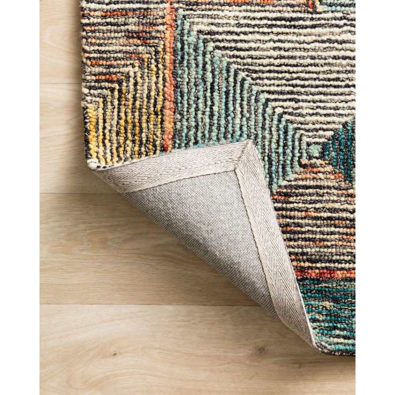 Tapis bleu en laine crocheté à la main Morecambe, Rectangle 8 pi 6 po x 12 pi