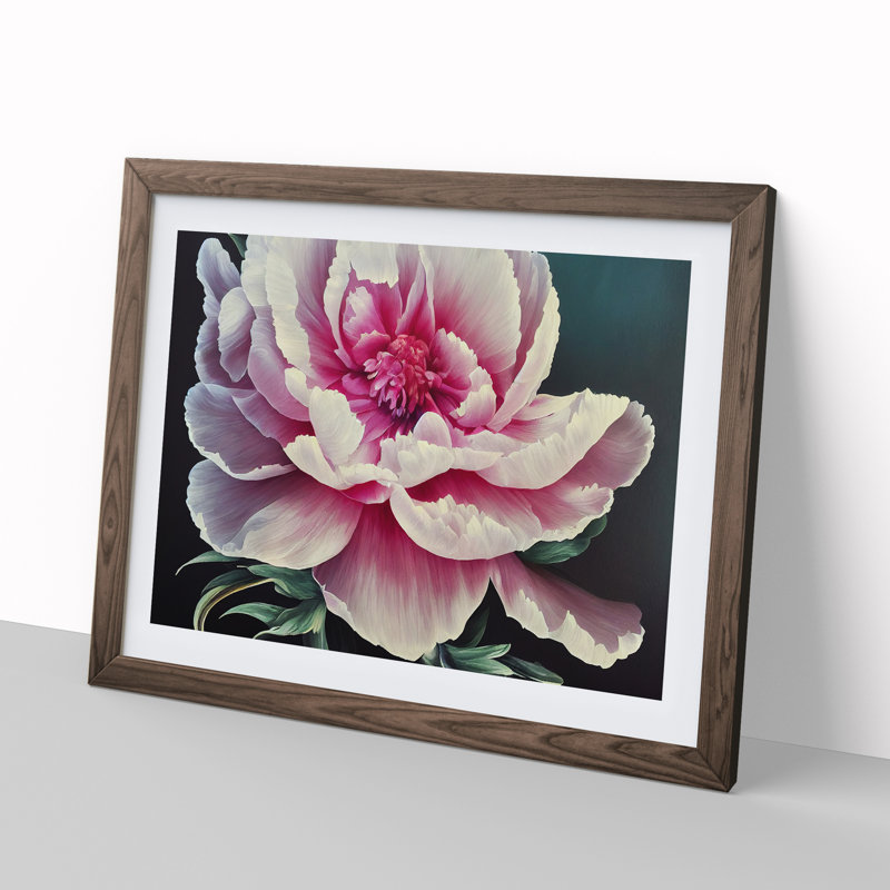 Dazzling Peony Flower - Single Picture Frame Print, Walnut Framed, 46cm H x 64cm W x 2cm D