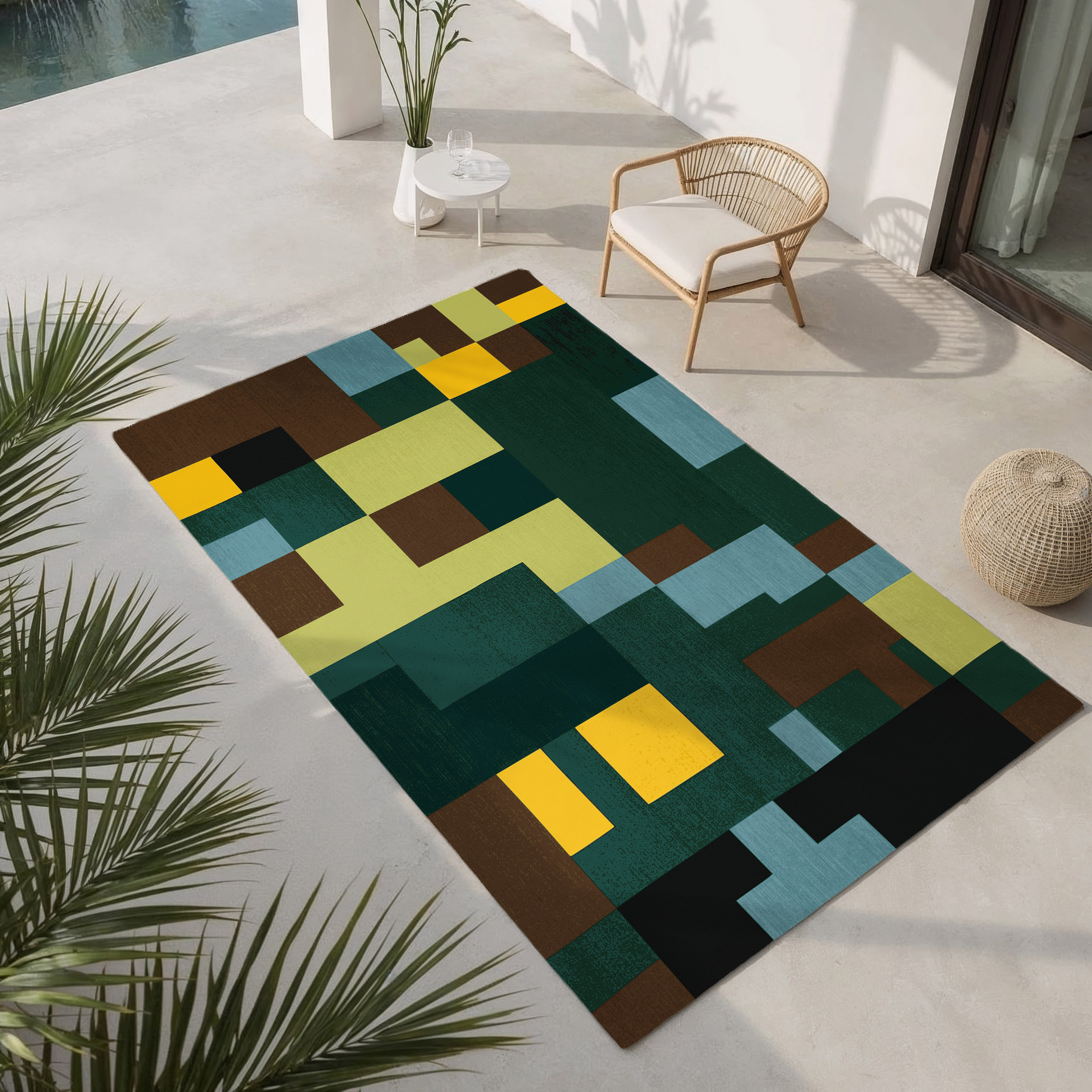 Wrought Studio™ Stitched Lands Indoor And Outdoor Area Rug | Wayfair