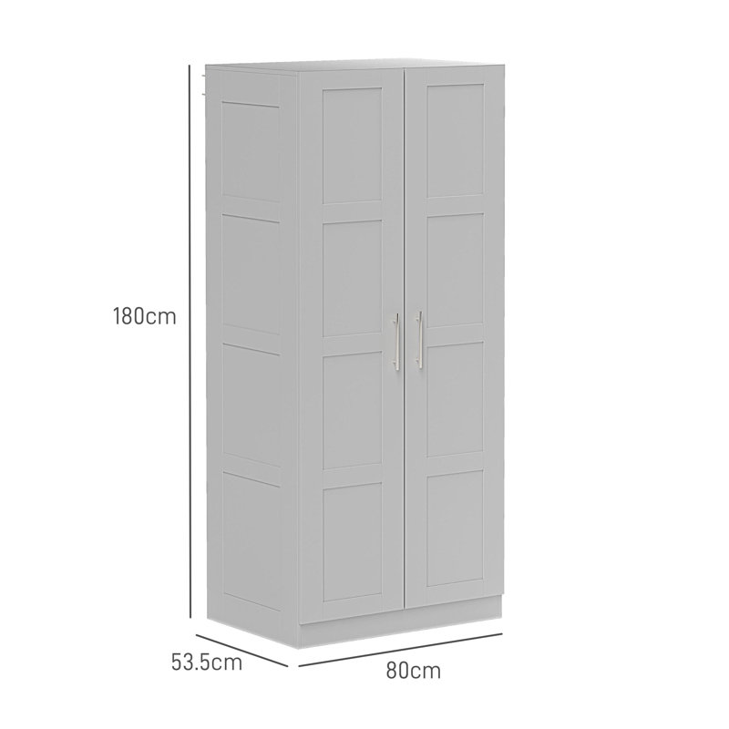 Audriena 2 Door Manufactured Wood Wardrobe, Grey