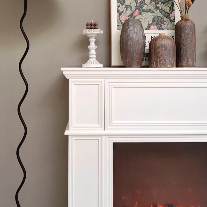 Beige Manufactured Wood Electric Fireplace, 39.37" H x 47.24" W x 10.63" D