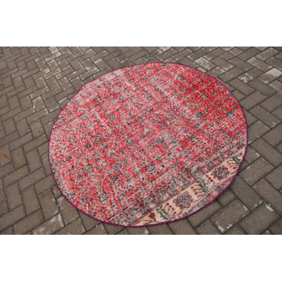 Tapis rouge rétro vintage turc tissé à la main avec motif antique, parfait pour le salon et le plancher