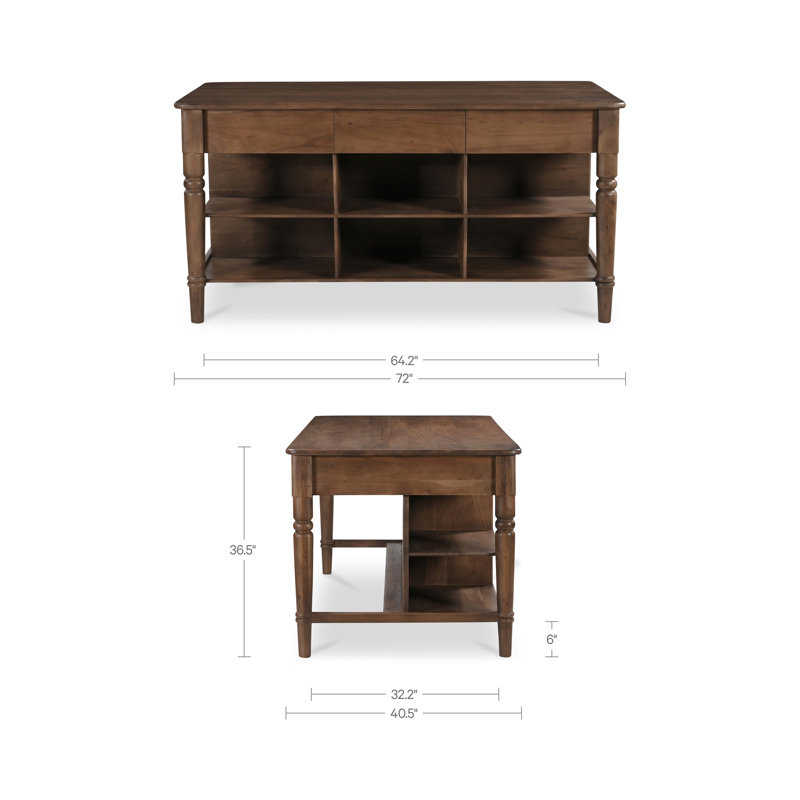 Russet Kitchen Island Brown