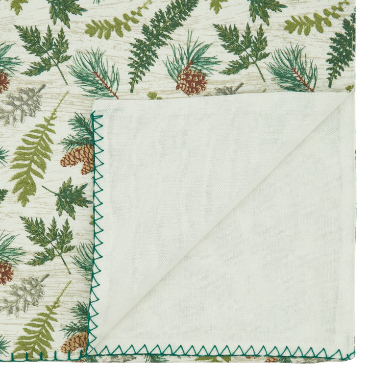 Green Cotton Forest Foliage Table Runner, 16" x 72"
