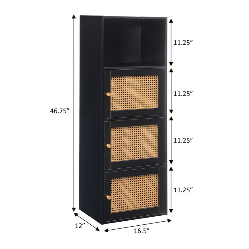Renita 46.75" H x 16.5" W Cube Accent Cabinet, Black/Beige Barley