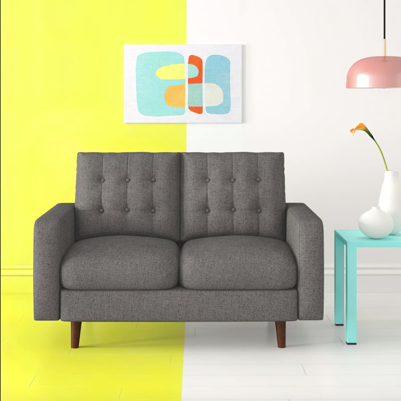 Benaniah Upholstered 50.4'' Loveseat, Gray Polyester