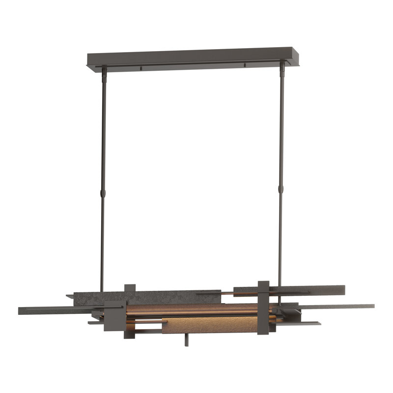 Luminaire suspendu pour îlot de cuisine 1 lumière DEL Planar, H 8,4 po x l 48,3 po x P 8,5 po, Fer naturel, Bronze huilé
