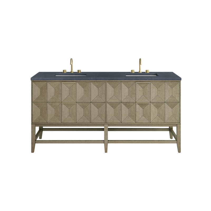 Ensemble de meuble-lavabo double 72 po Emmeline, Savon gris anthracite, 8 po