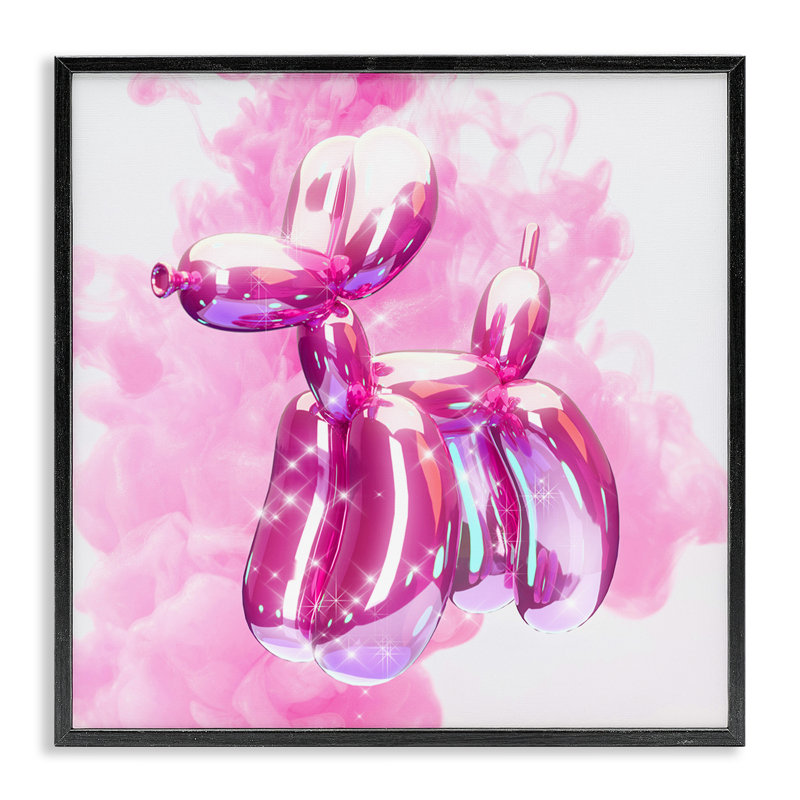 «Pink Glam Balloon», art de la giclée encadrée par Ziwei Li, H 24 po x l 24 po, Giclée encadrée noir minuit