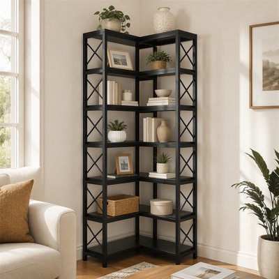 7-Tier Corner Bookshelf Corner Bookcase Storage Display Rack