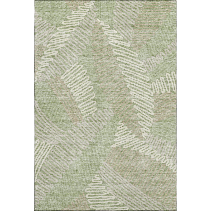 Premium Machine Washable Prisco Aloe Rug, Rectangle 9' x 12'