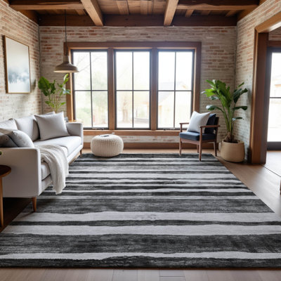 Premium Machine Washable Lyndhurst AMF1191 Stripes Rug