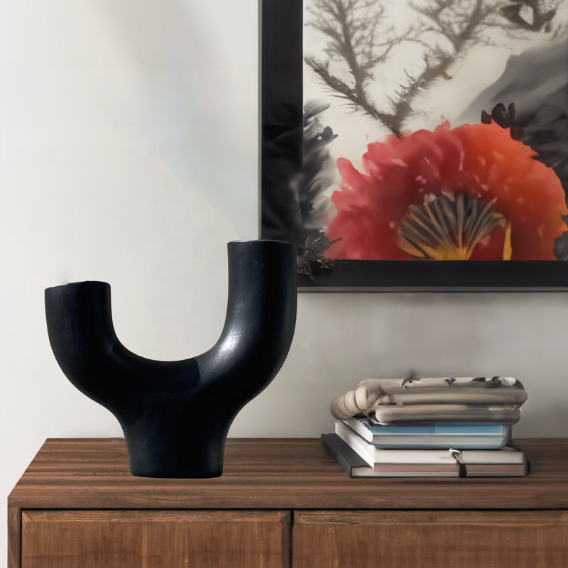Vase de table en céramique Hiliana, Noir