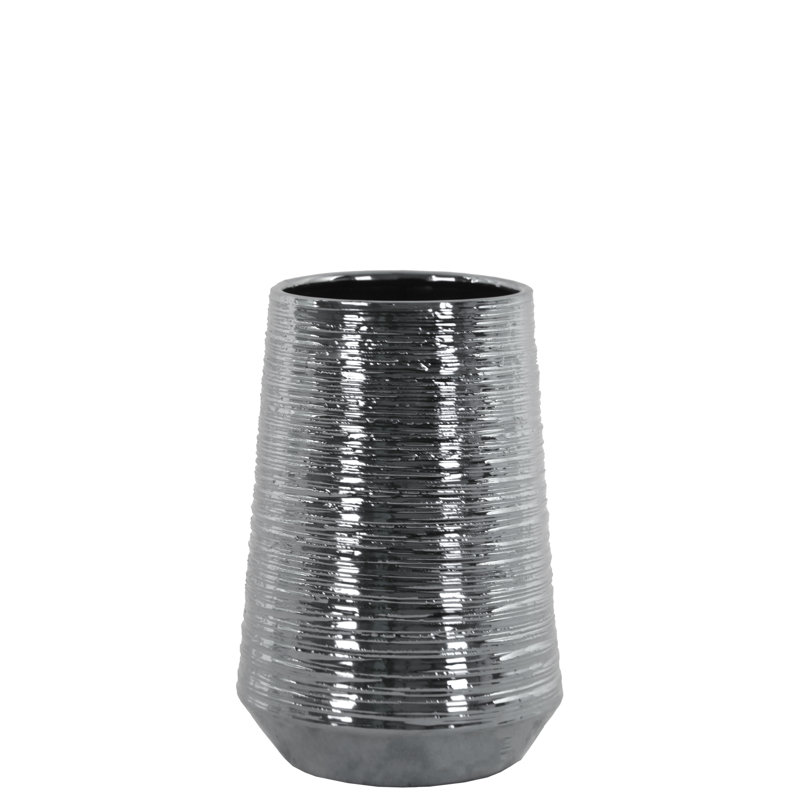 Table Vase, 7.5" H x 5" W x 5" D, Silver