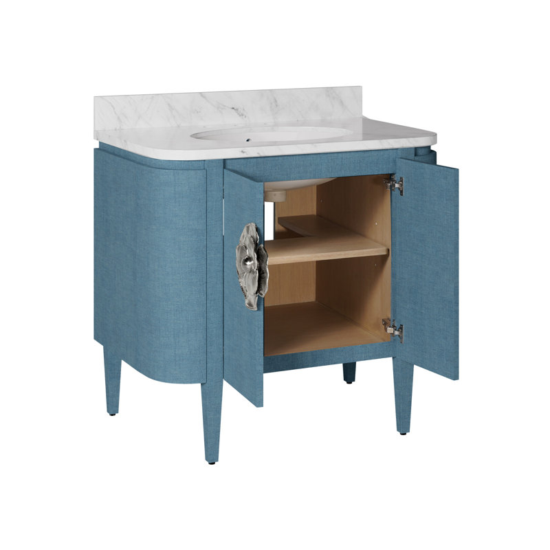 Meuble-lavabo ovale encastrable 36 po Briallen, Bleu