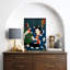 Art japonais japonais, scène d'action en robe bleue, images traditionnelles Edo kaboui, impression sur toile encadrée-123387120-123387119