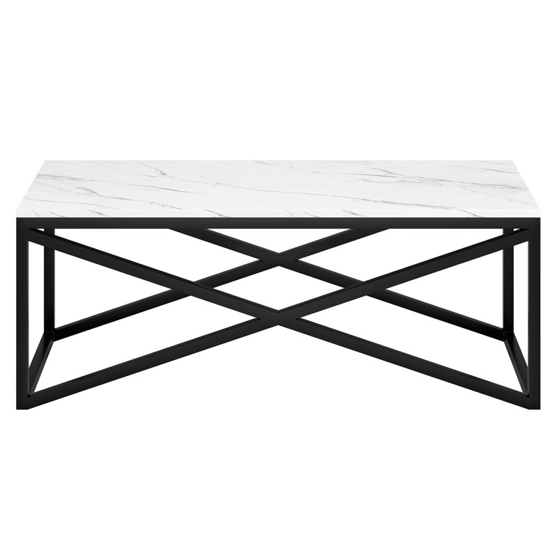 Calix Frame Coffee Table, White/Blackened Bronze