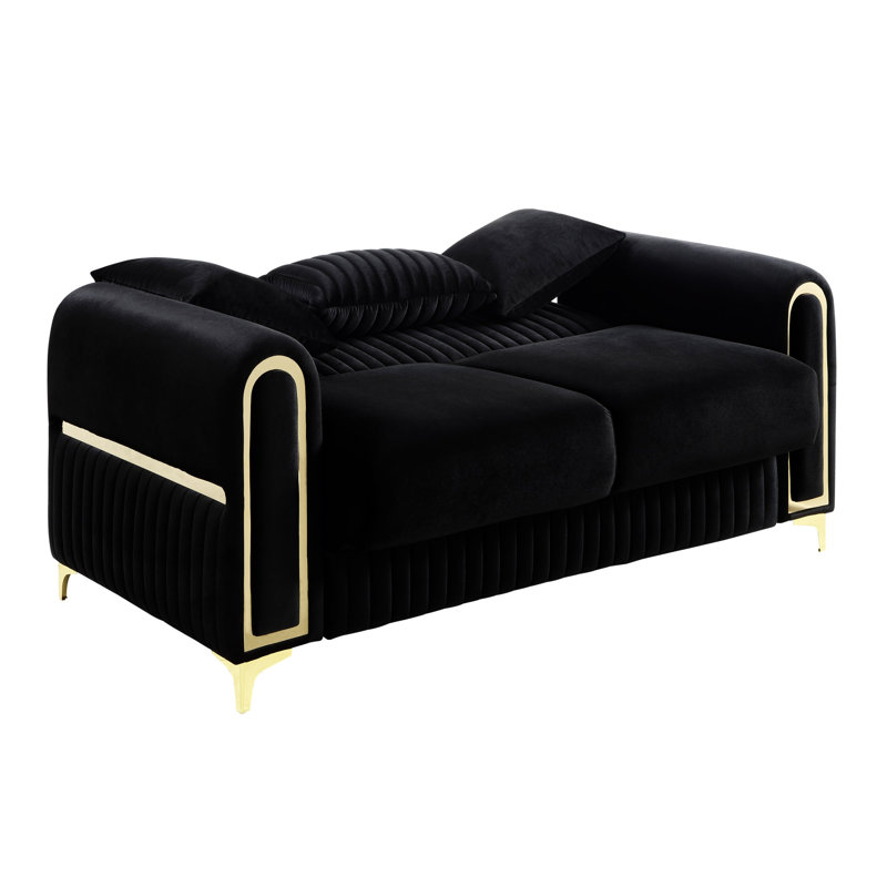Causeuse rembourrée noire Ruby, Black