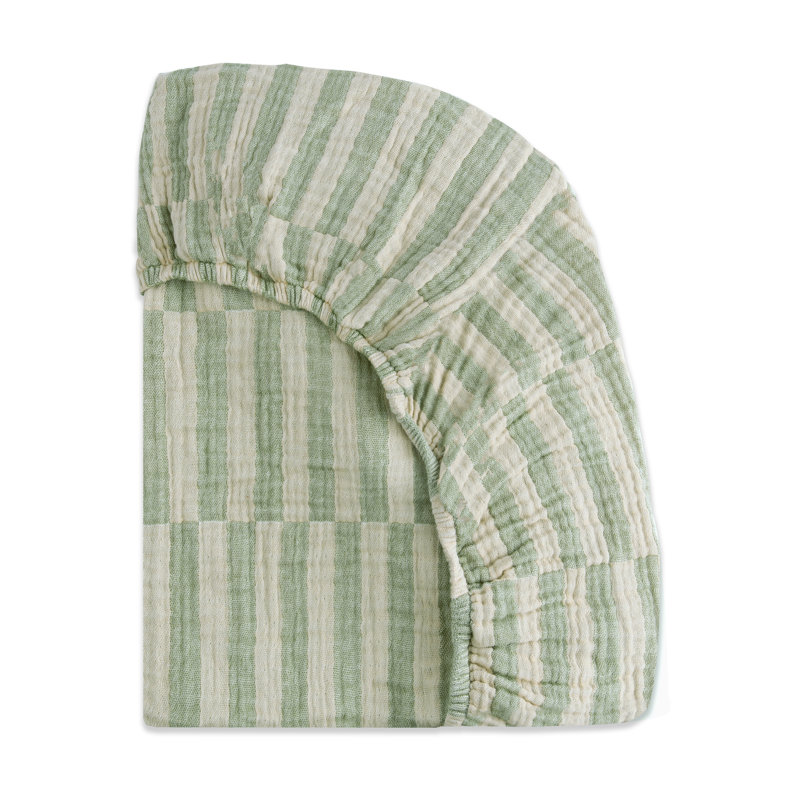 Moss Stripe Muslin Crib Sheet