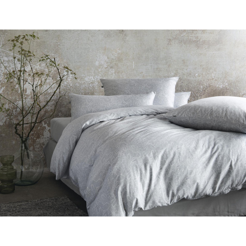 Cotton Modern Contemporary Duvet Cover Set, Single Duvet Cover + 1 Pillowcase (80 x 80), Silver