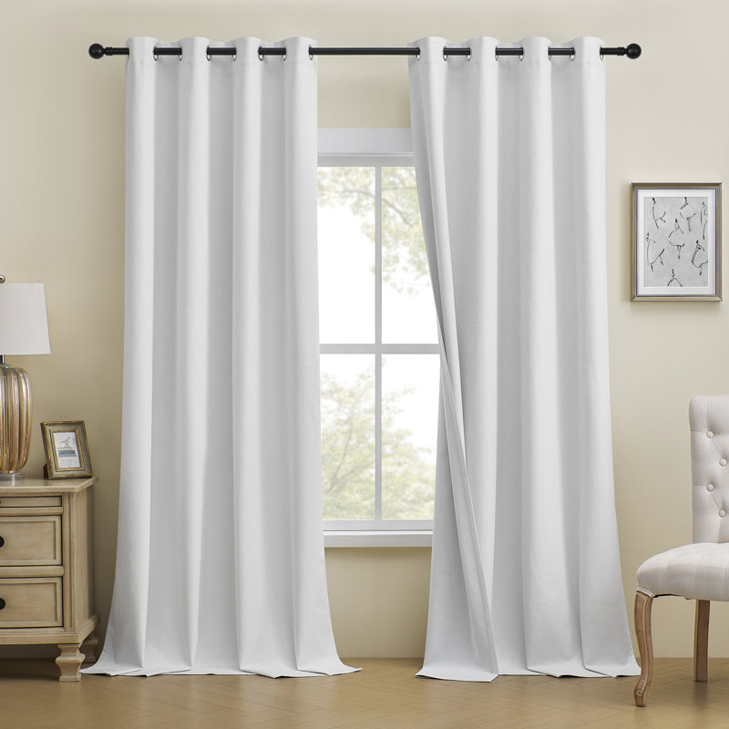 Paire de rideaux obscurcissant avec œillets Leming, Blanc, L 52 po x L 90 po