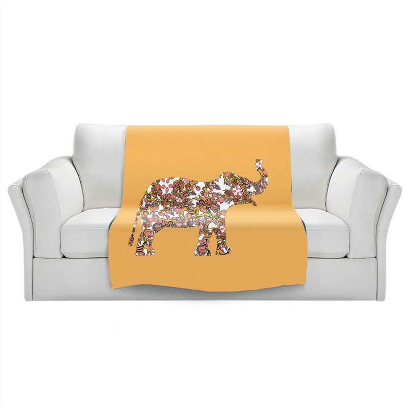  Jeté à rubans éléphant, l 51 po x L 60 po, Tangerine / Orange
