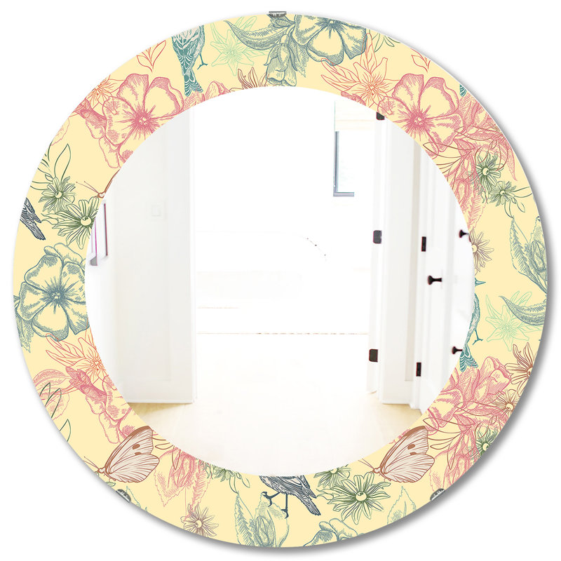 Miroir mural Spring with Butterflies on Flowers, H 31,5 po x l po