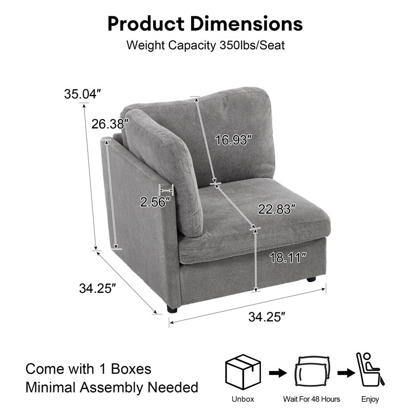 Chaise d'appoint rembourrée avec accoudoirs, Gris