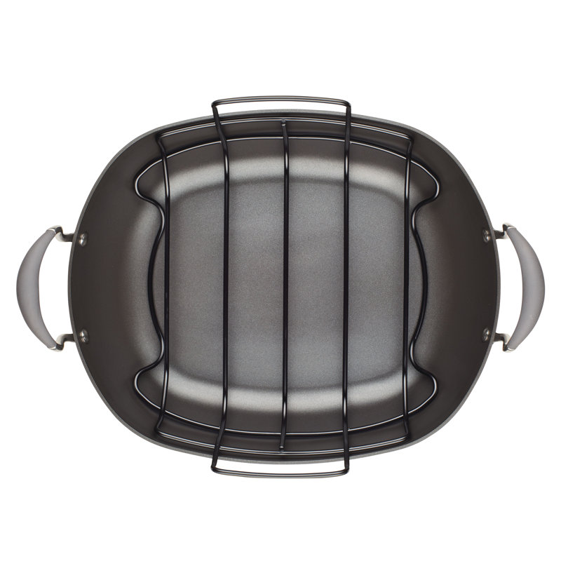 Anolon Advanced Home Hard Anodized Nonstick Roaster / Roasting Pan With Utensil Set, 6 Piece, Moonstone