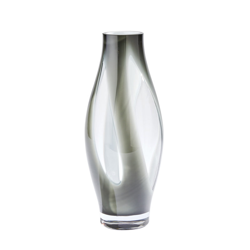 Glass Table Vase, Gray, 19.75" H x 8.25" W x 8.25" D