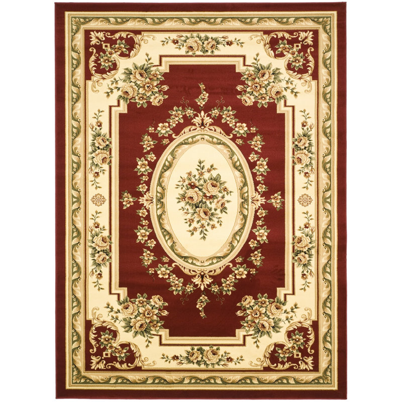 Frasher Oriental Red/Ivory Area Rug, Rectangle 8' x 11', Red/Ivory