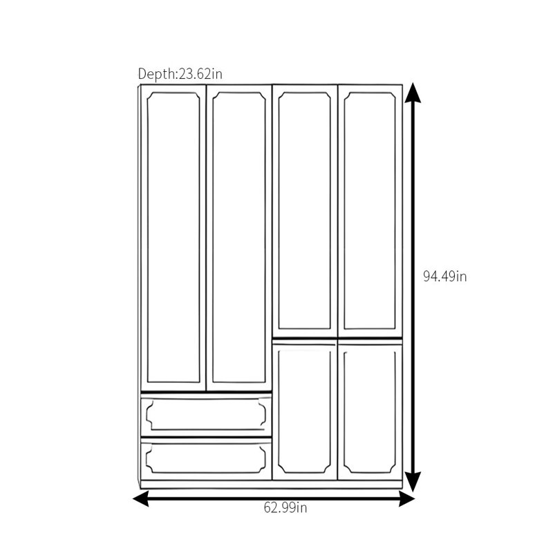 Garde-robe simple et haut de gamme, H 94 po x l 63 po x P 24 po