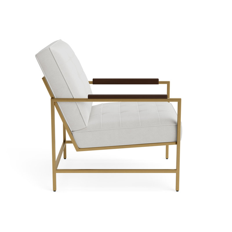 Major Arm Chair, Sienna, Performance Velvet - Silver, Brushed Brass