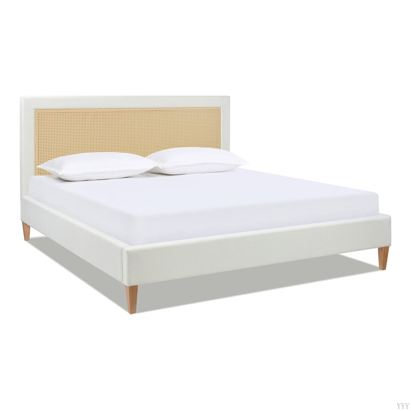 Haley Upholstered Cane-Back Platform Bed, King