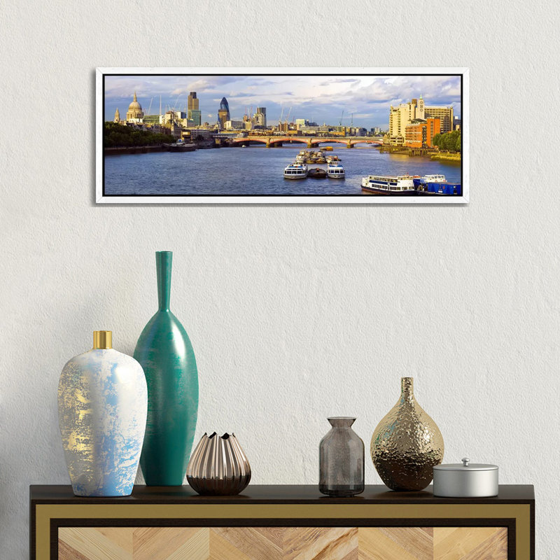 River Thames View Of The City Of London Skyline With Blackfriars Bridge, London, England, United Kingdom by Panoramic Images - Panoramic Gallery-Wrapped Canvas Giclée on Canvas