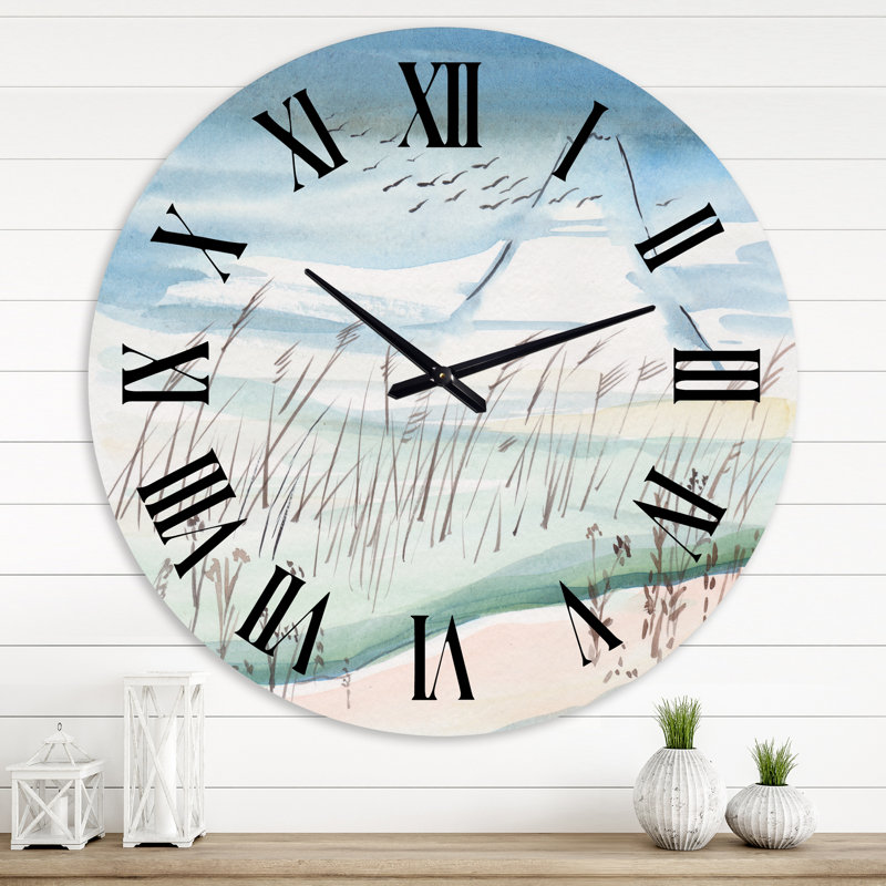 Cranes survolant la montagne enneigée - Horloge murale traditionnelle, Moyenne