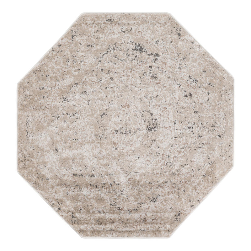 Cantrell Oriental Beige Area Rug, Octagon 5'3" x 5'3"
