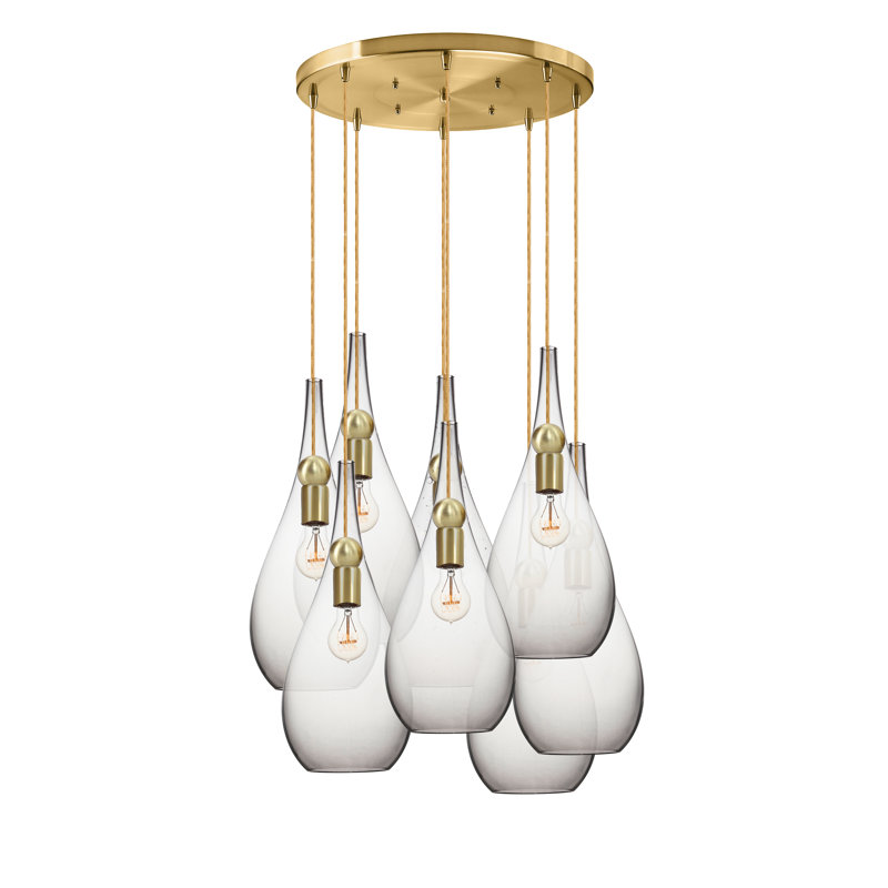 Earth 8 - Light Chandelier, Gold/Brass, Clear Glass, 120" H x 18" W x 18" D