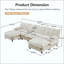 Canapé modulaire en U modulaire en U avec 2 repose-pieds, canapé 4 places en chenille profonde avec coussin en treillis confortable, chambre et appartement-1169877698