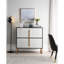 Armoire 42 po avec 4 portes, poignées en métal, pour la cuisine, la salle à manger, le salon, la base polyvalente blanche et noire