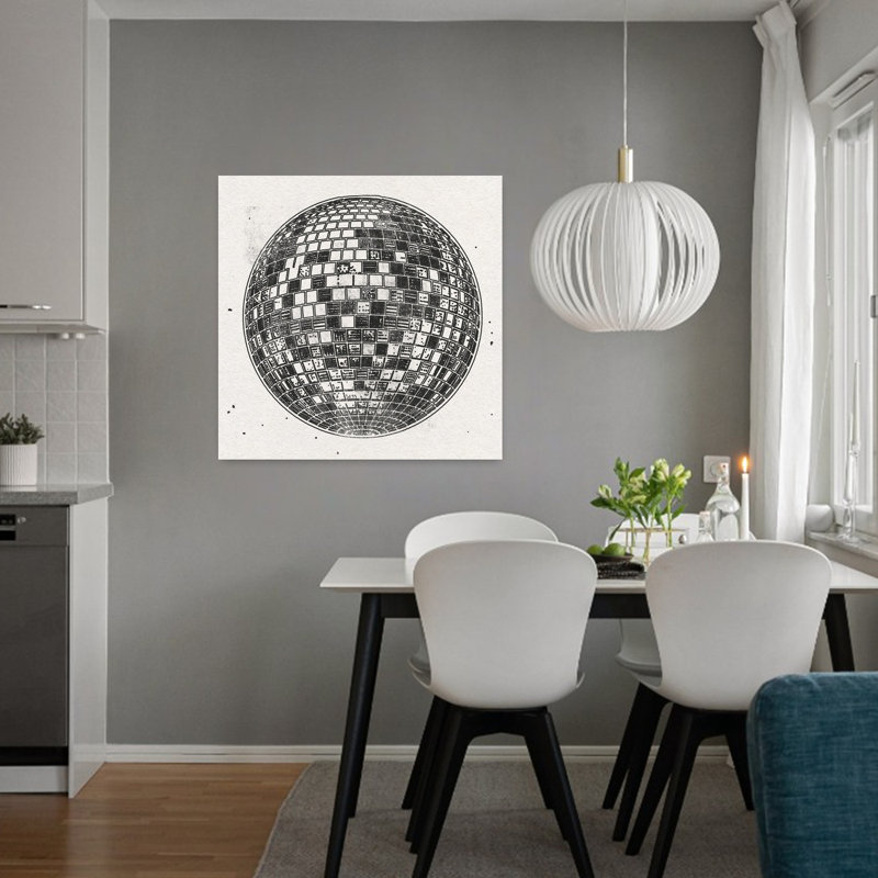 «Retro Disco Ball», reproduction d'art géométrique murale rétro classique, 32" H x 32" W