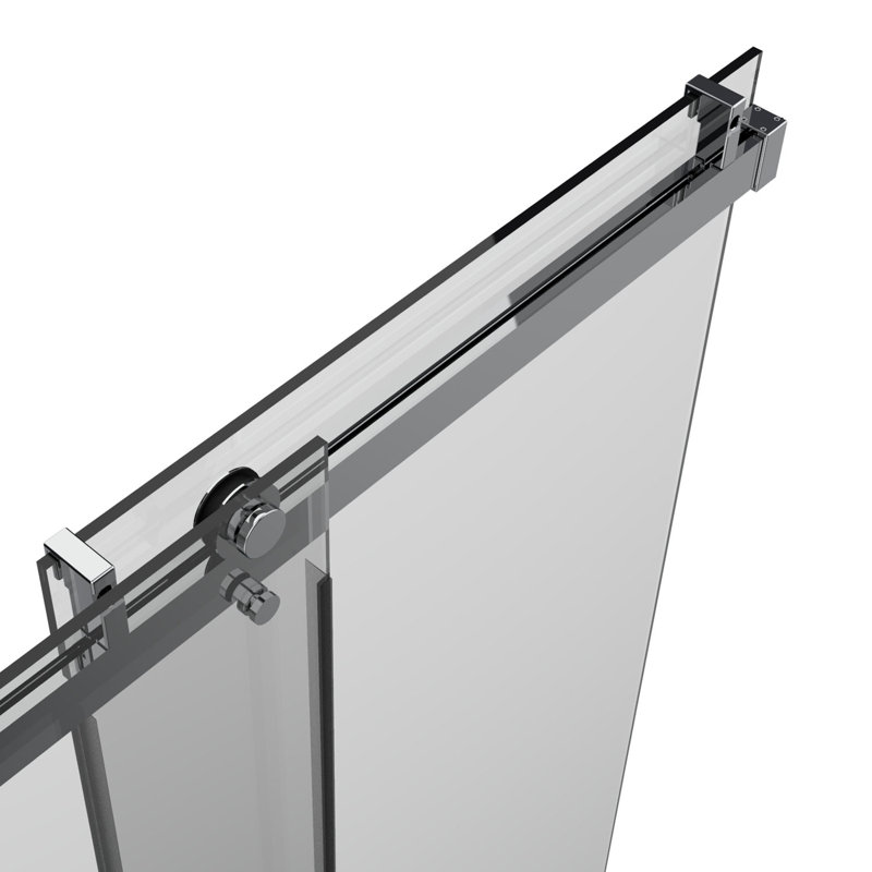 60 In. W X 76 In. H Single Sliding Frameless Shower Door/Enclosure In Chrome Finish With Clear Glass, Chrome