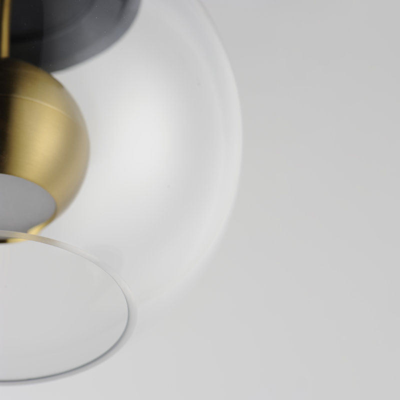 Luminaire suspendu en laiton vieilli 1 lumière noir / naturel, H 9,75 po x l 9 po x P 9 po