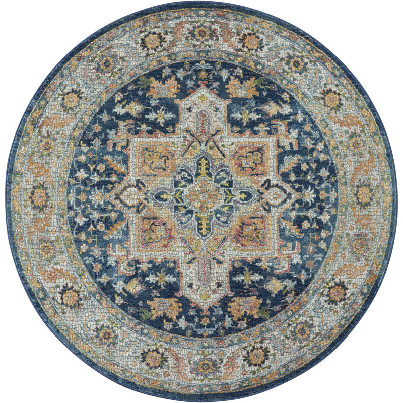 Tapis traditionnel bleu Raymond, Rond 4 pi