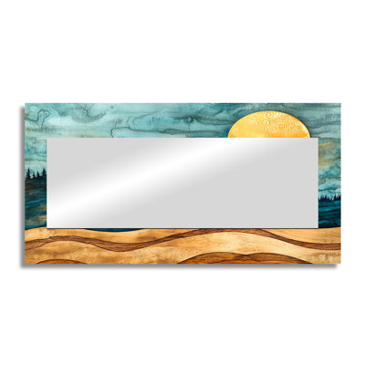 Sahara Landscape Amber River Colors II - Desert Accent Wall Mirror - Printed On Metal