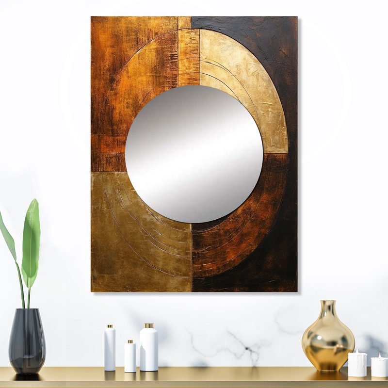 Nastasi Bronze Brilliance Symetry - Abstract Shapes Mirror, Modern Decorative Wall Mirror, Printed Metal Art, 32" x 24"